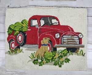 Peking Handicraft Mary Lake-Thompson Watermelon Truck Hooked Wool Pillow Cover